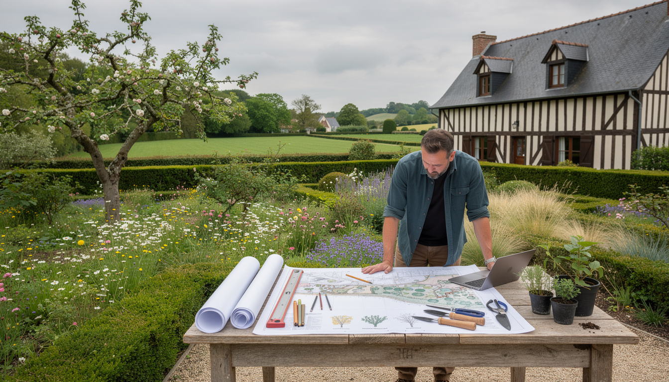 architecte paysagiste en normandie, spécialiste de la création d'espaces verts harmonieux alliant nature et design pour sublimer vos extérieurs.