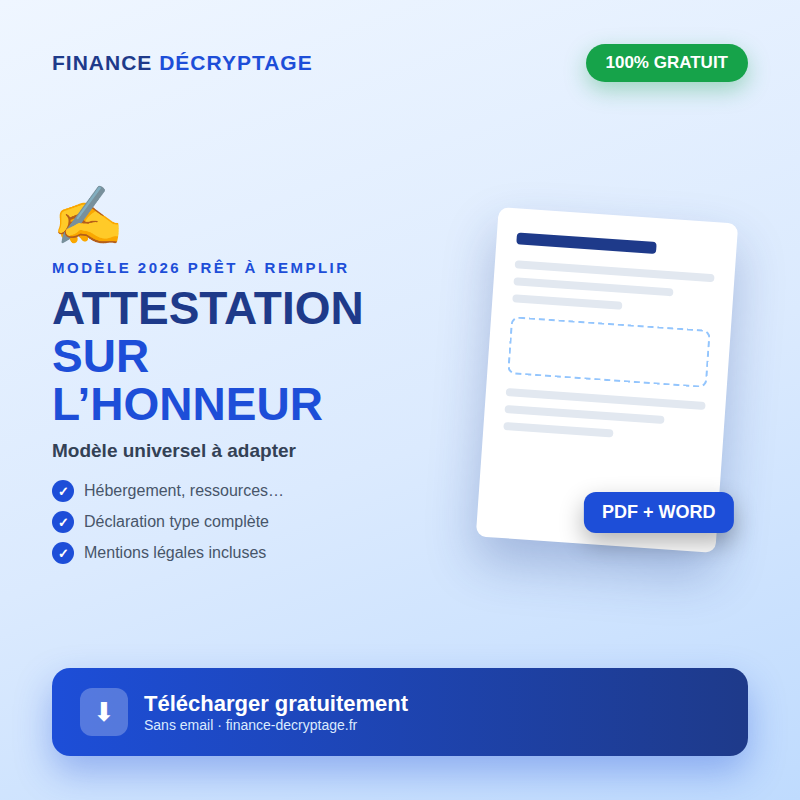Attestation sur l’honneur à télécharger