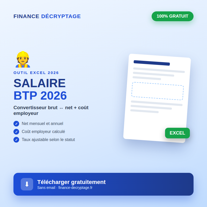 Convertisseur salaire BTP brut net Excel