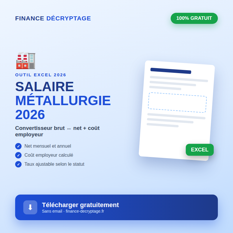 Convertisseur salaire métallurgie brut net Excel