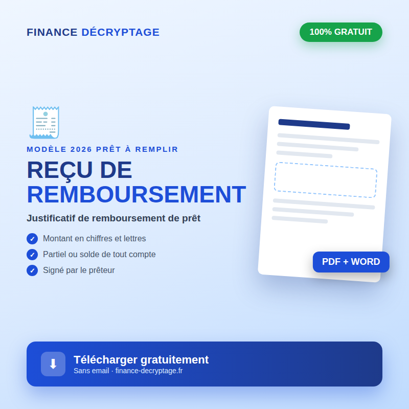 Reçu de remboursement de prêt à télécharger